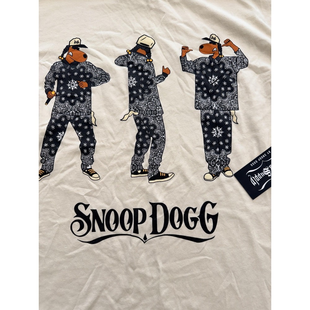 Dogg Supply Snoop Dogg Shirt Mens Small Beige Bandana Graphic Tee Hip Hop - Picture 2 of 8